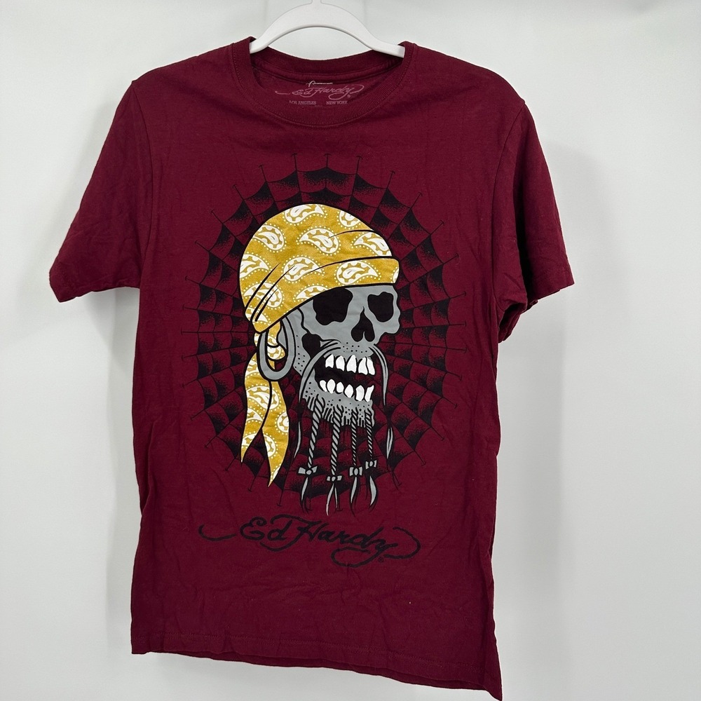 Ed‎ HardyWomens Y2K Tattoo Art Top Size S Indie Grunge Cyber Skater Alt Edgy